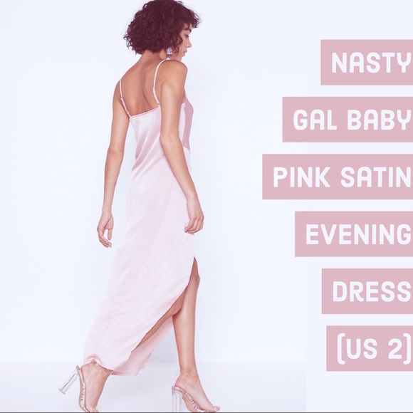 Nasty Gal Satin Pink Slip Dress (US 2) - Picture 4 of 5